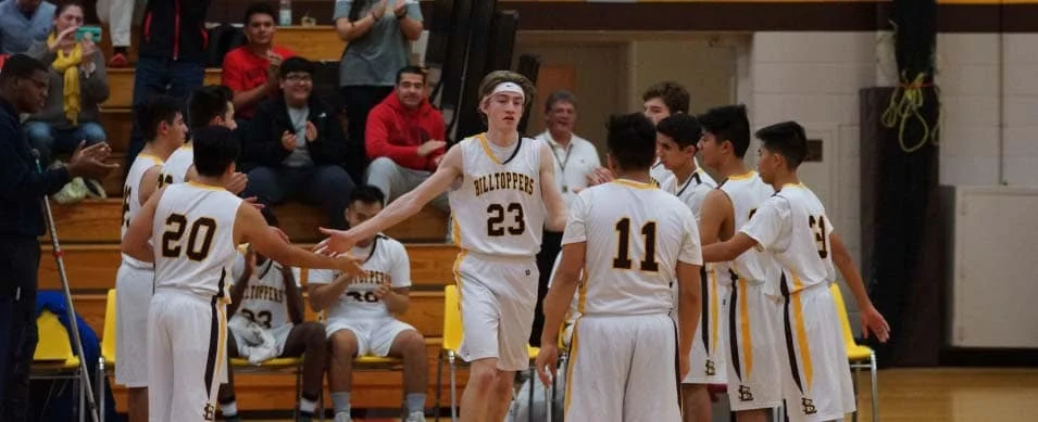 SLS basketball team on the court