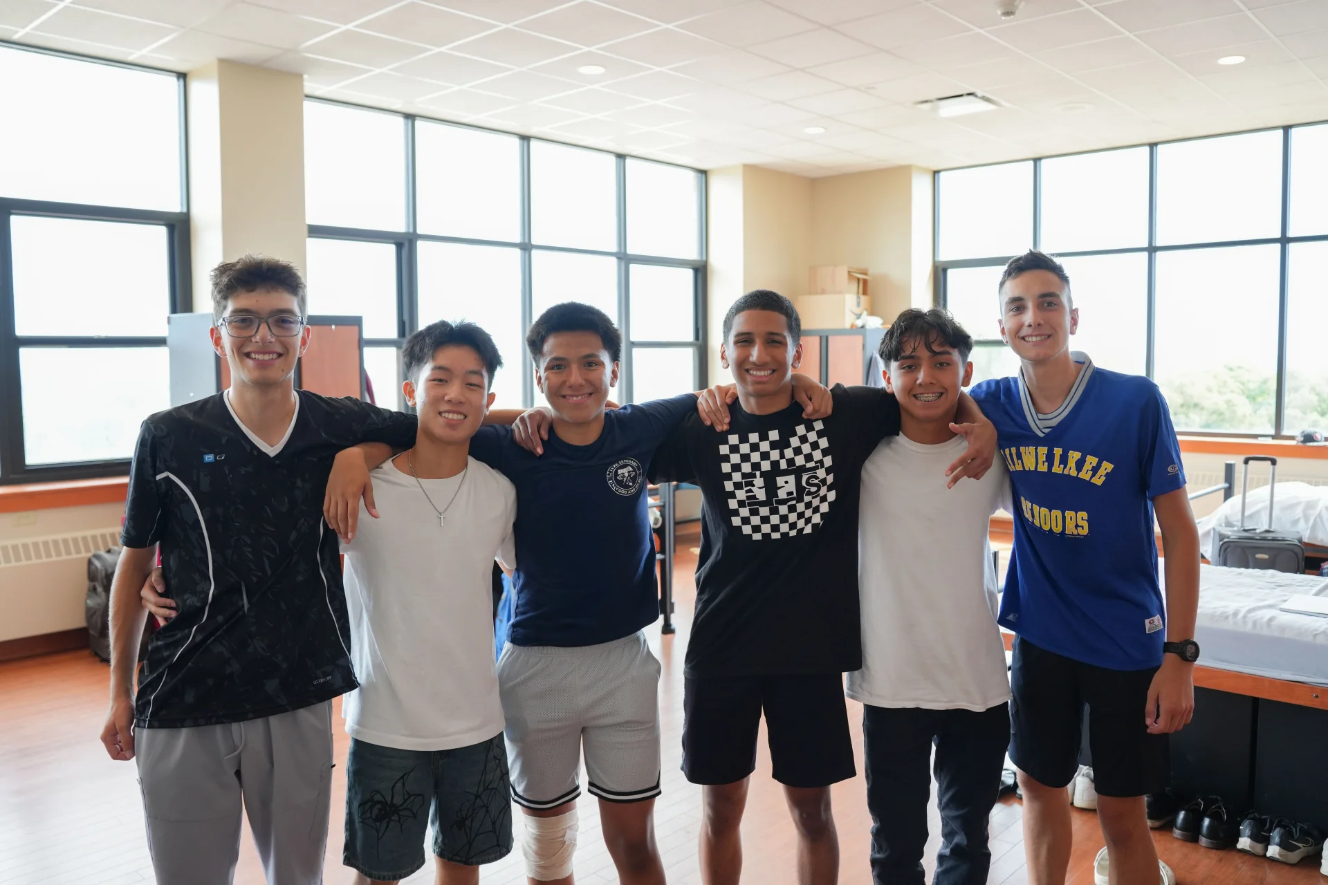 Boys standing together at St. Lawrence Seminary High School